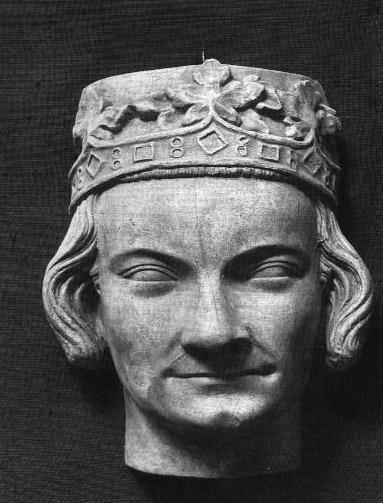 Philippe III à Saint-Denis - image d'un roi vigoureux, ne correspond pas au portrait que tracent ses biographes : pieux, peu lettré, il aurait été le jouet de son entourage